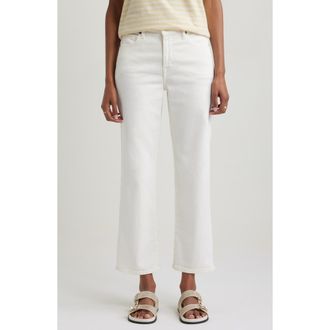 Nordstrom High Waist Crop Straight Leg Jeans in Ivory Wash at Nordstrom, Size 33