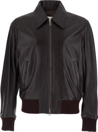 Ami Zipped Jacket - Heren - Leren en Su&egrave;de Jassen - Bruin - L - Leer - Jassen