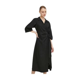 Sams&oslash;e & Sams&oslash;e Maxi Kleedjes - Dames - Wikkelkleedje - Zwart - XS - Kleedjes