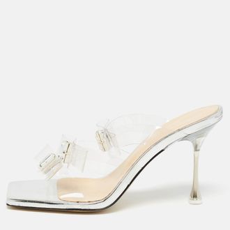 Mach & Mach Transparent Pvc French Triple Bow Slide Sandals