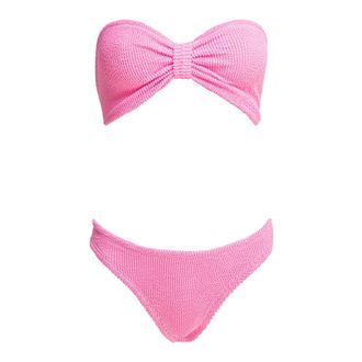 Hunza G Pink Bikini with Ruched Details - female - Hunza G - Bikinis - Pink - ONE SIZE - Swimwear