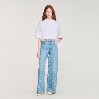 Sandro Wide-leg floral print jeans