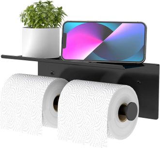 OEM Soporte Para Papel Higi&eacute;nico De Doble Rollo En Acero Inoxidable 304 Con Estante, Estante De Almacenamiento De Pared Para Papel Higi&eacute;nico De Doble Roll