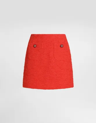 Dolce & Gabbana Tweed Miniskirt With Jewel Buttons - Woman Skirts Orange 38