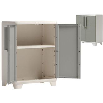 Keter Armadio Linear Wood Basso Grigio Tortora - Multiuso in Resina - L68xP39xH90 cm