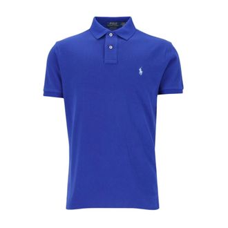 Polo Ralph Lauren Custom Slim-Fit Katoenen Piqu&eacute; Polo - Heren - Tops - Blauw - Maat: M Katoen