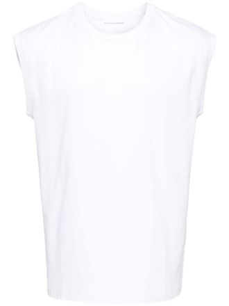 Helmut Lang logo-print sleeveless T-shirt - White
