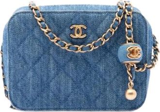 Chanel Pre-owned Quilted Denim Crossbody Bag - Dames - Vintage Schoudertas - Blauw - ONE Size - Denim - Vintage