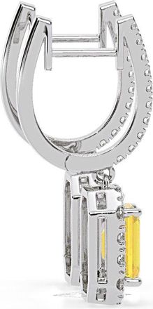 The Diamond Store Annabelle Yellow Lab Diamond 2.78ct Emerald Cut Halo Earrings in 18K White Gold - Elara Collection