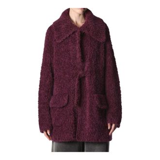 Roberto Collina Faux Fur & Shearling Jackets, female, Purple, Size: XS Strickjacke 253F47010
