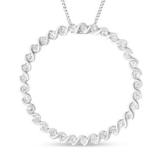 House of Brilliance Silver 3/4 Cttw Round Diamond Spiral Curved Circle Pendant 18 Necklace in White at Nordstrom