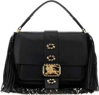 Burberry Fringed Leather Shoulder Bag Black