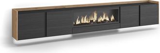 Skraut Home Skraut Home - Mueble Tv, Televisi&oacute;n, Muebles De Sal&oacute;n, Almacenaje, 315x35x50cm, Para Tv Hasta 80, Chimenea El&eacute;ctrica Xxl, Colgado, Suspendido, Led, Es