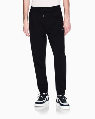 A|X Armani Exchange Mens Cuffed Leg Side Logo Lettering Trousers, Black, XL, Black, XL