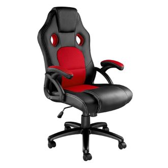 TecTake Silla gaming de escritorio giratoria con respaldo ajustable, rojo