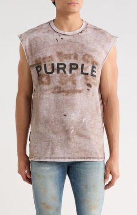 Purple Logo Textured Cotton Jersey Graphic Tank in Brown at Nordstrom Rack, Size Xxx-Large