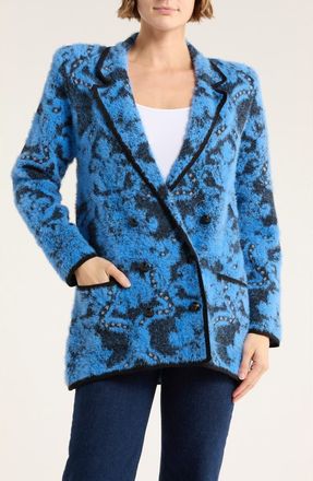 L'agence Eileen Jacquard Knit Blazer in Black/Periwinkle/Gold Damask at Nordstrom Rack, Size Xx-Small