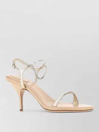 Chlo&eacute; zia leather sandals embellished straps kitten heel