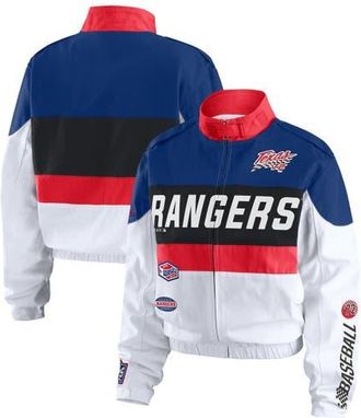 WEAR by Erin Andrews Womens WEAR by Erin Andrews Navy/White Texas Rangers Racing Full-Zip Jacket at Nordstrom, Size X-Large