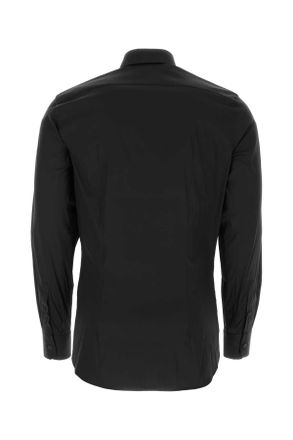 Prada Mens Black Stretch Poplin Shirt Nero Camicie