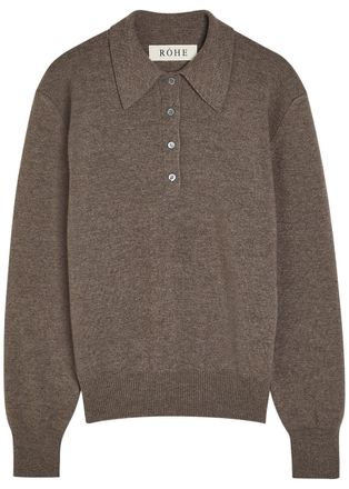 R&oacute;he Compact Wool and Cashmere-blend Polo top - Grey - 38 (UK10 / S)