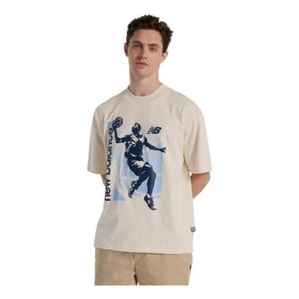 New Balance Hoops Graphic Vintage T-shirt Asia Sizing Beige Blue MT51605LIN