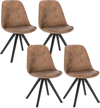 Woltu 4x Sillas De Comedor N&oacute;rdica Asiento De Tela Estilo Vintage Pata De Madera Maciza Con Respaldo Sillas Dise&ntilde;o Moderno Marrone Oscuro - Woltu