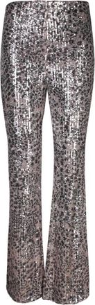 Liu Jo Recht gesneden broek met pailletten - Dames - Wijde Broeken - Grijs - S - Pailletten - Broeken