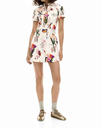 Desigual Short Collage Mini Dress In Beige Crude