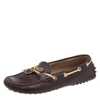 Tod's Tods Brown/gold Leather Bow Slip On Loafers