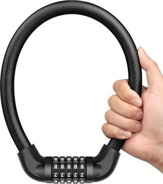 OEM Candado Para Bicicleta - Candado De Combinaci&oacute;n - Protege Tu Bicicleta - C&oacute;digo De 5 D&iacute;gitos - 17,7 Mm De Grosor - Negro