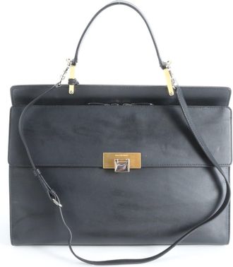 Balenciaga Black Leather Handbag Shoulder Bag Tote Bag (Pre-Owned)