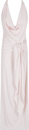 Federica Tosi Pink Cowl-Neck Adjustable-Bow Acetate-Blend Maxi Dress