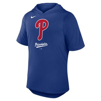 Nike Philadelphia Phillies Logo Nike Mens Dri-FIT MLB Hooded T-Shirt in Blue | 03NB11TUPP-C8M