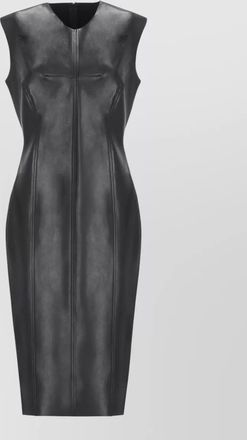 Norma Kamali crew neck sleeveless midi dress vent