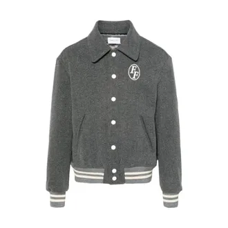 Family Fir$t Milano Grey Melange Logo Embroidered Jacket - male - FAMILY FIRST - Bomber Jackets - Gray - M - Jackets