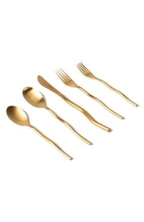 Misette Squiggle 5-Piece Flatware Set in Matte Gold at Nordstrom
