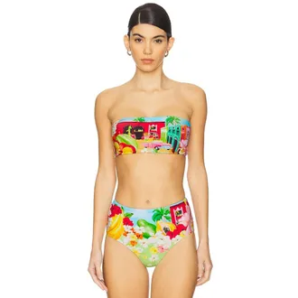 Seafolly Cuba Bikini Bottom Womens Turquoise Tropical High Waisted KFC1057