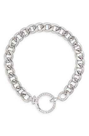 Meshmerise Diamond Circle Curb Chain Bracelet in White Gold at Nordstrom Rack