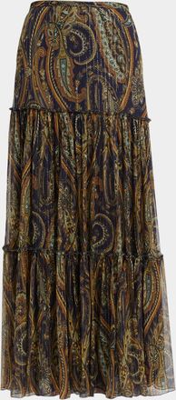 Etro Long Silk Paisley Skirt