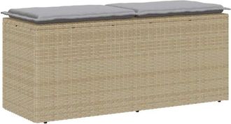 vidaXL Vidaxl - Banco De Jard&iacute;n Con Coj&iacute;n Rat&aacute;n Sint&eacute;tico Beige 110x40x44 Cm
