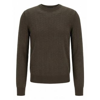 HUGO BOSS Zijde Jacquard Trui - Heren - Truien - Bruin - Maat: L Zijde