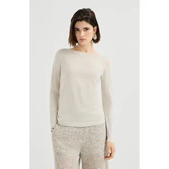 Brunello Cucinelli Sparkling cashmere and silk lightweight sweater in Milk at Nordstrom, Size Xxx-Large