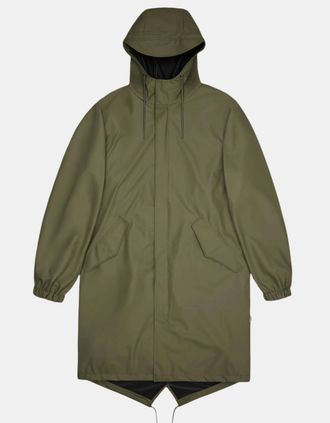 Rains Womens Rains Unisex Fishtail Parka - 134 Marsh - Tan - Size: 10/8