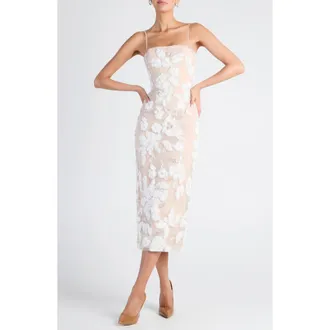 Helsi Gemma Beaded Floral Cocktail Dress in Off White at Nordstrom, Size X-Small