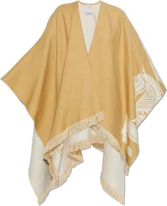 Burberry Knight Wol Zijde Kasjmier Cape - Dames - Ponchos - Beige - ONE Size - Wol - Jassen