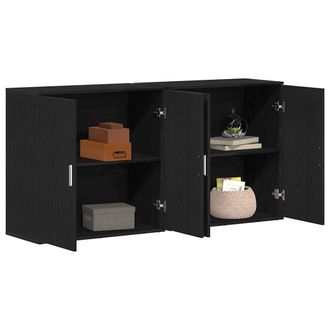 Berkfield Home Sideboards 2 pcs Black Oak 79x38x80 cm Engineered Wood | Size: 79 x 38 x 80 cm
