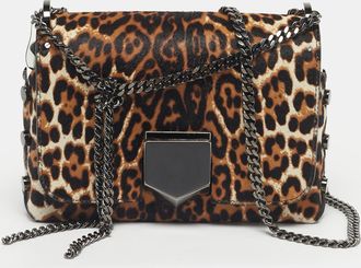 Jimmy Choo London Multicolor Leopard Print Calf Hair Lockett Petite Shoulder Bag