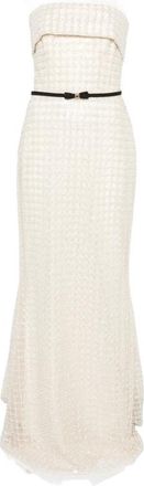 Elie Saab Sequinned Mesh Maxi Dress