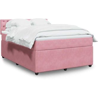 vidaXL Vidaxl - Cama Box Spring Con Colch&oacute;n Terciopelo Rosa 160x200 Cm